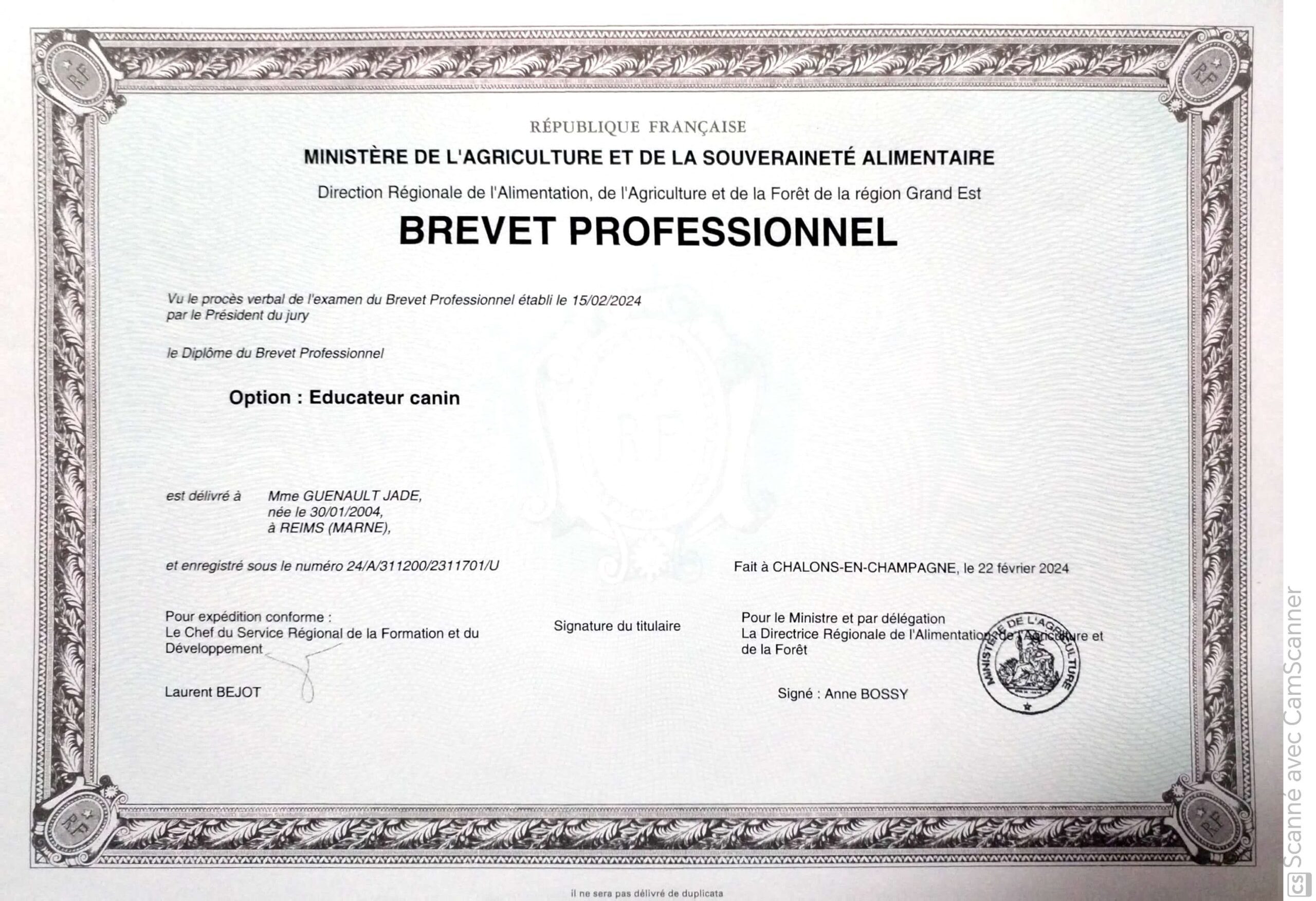 Brevet Professionnel Éducateur Canin